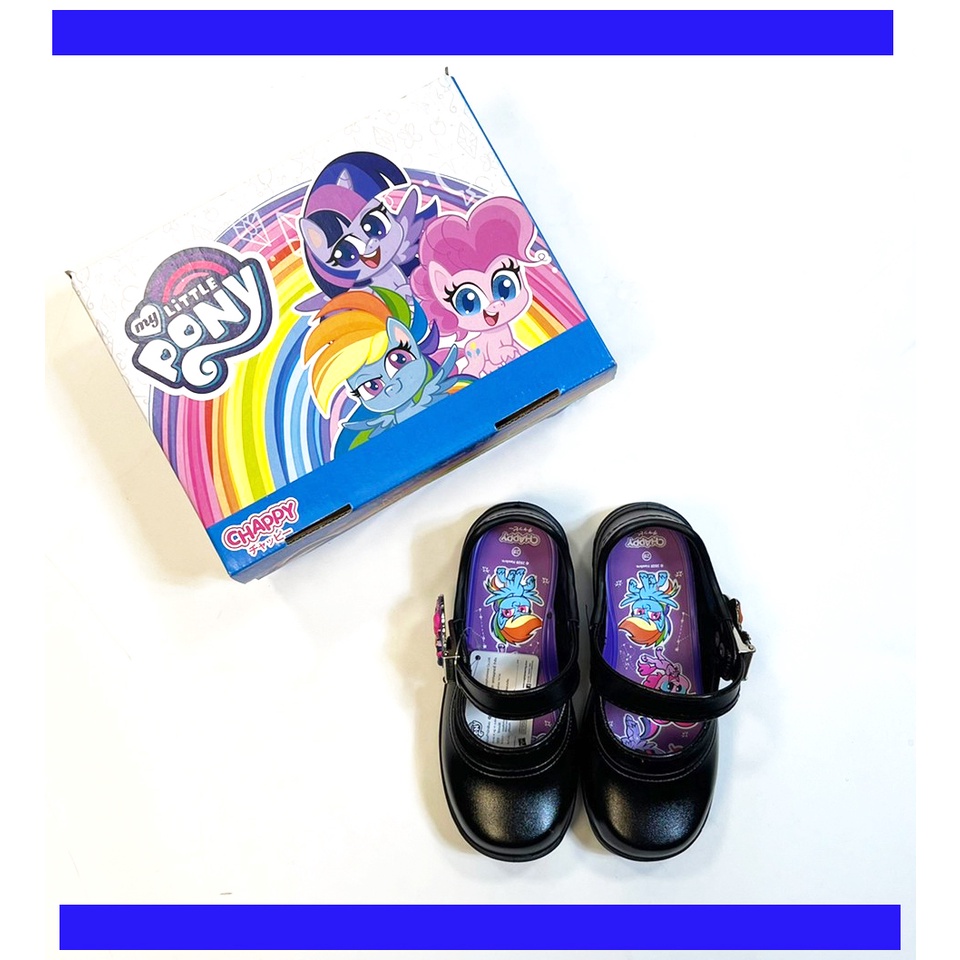 รองเท้านักเรียน อนุบาล หญิง ม้าโพนี่ Pony แบบกดล๊อคและสีขาวCHAPPY