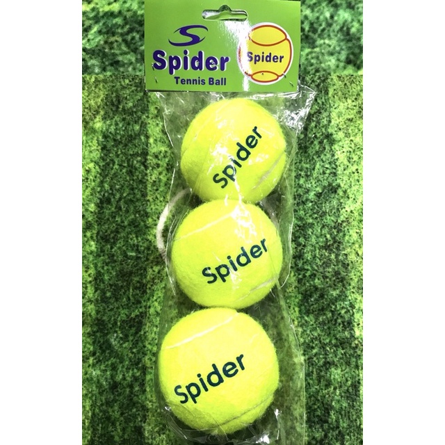 SPIDER ลูกเทนนิส รุ่นสไปเดอร์ TENNIS BALL ( 1 แพคมี 3 ลูก) -ลูกเทนนิส รุ่นสไปเดอร์ SPIDER TENNIS BALL -บรรจุ : 1 แพคมี 3 ลูก ( 1 Pack contains 3 balls ) -ลูกเทนนิส สำหรับใช้ฝึกซ้อมตีเทนนิส ใช้ฝึกพื้นฐาน -หรือออกกำลังกายเบาๆ ซ้อมตีให้ได้เหงื่อ -หรือใช้สำ