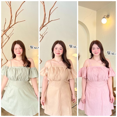 ชุดเดรสสาวอวบ แขนระบาย ใส่ไปงานหรือใส่ไปคาเฟ่น่าร๊าก ไซส์ใหญ่ งาน Walarat Plus+ ถูกที่สุด