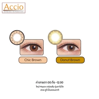 ใหม่! Maxim Beauty คอนแทคเลนส์สี รายเดือน 2 ชิ้น(1คู่) สีน้ำตาล Chic Brown ค่าสายตา 00 ถึง -12.00
