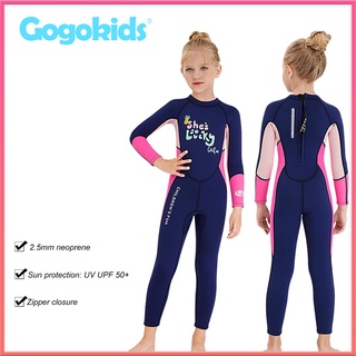 Gogokids ชุดว่ายน้ําแขนยาว ผ้านีโอพรีน หนา 2.5 มม. ป้องกันแดด สําหรับเด็ก