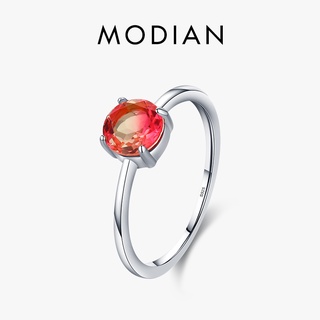 Modian แหวนเงินแท้ 925 ทรงกลม สีแคนดี้ เรียบง่าย เครื่องประดับ สําหรับผู้หญิง งานแต่งงาน 100%