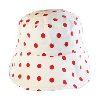 Polka Dotti White (Red) หมวกบักเก็ตลายจุด Classic ป้องกันแดด UV ใส่ได้ทั้งสองด้าน