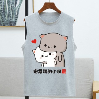 ฤดูร้อน  รูปแบบยอดนิยม  ลายการ์ตูนน่ารัก  คอกลม  เสื้อแขนกุด  8สี  S~3XL