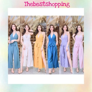 Thebest :: Jumpsuit จั้มสูทสายเดี่ยว ผ้าชีฟอง สวยมาก มี 6 สี BF❤️