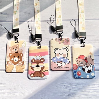 【พร้อมส่ง】เคสใส่บัตรประจําตัวประชาชน ลายการ์ตูนหมีน่ารัก พร้อมสายคล้อง สําหรับนักเรียน