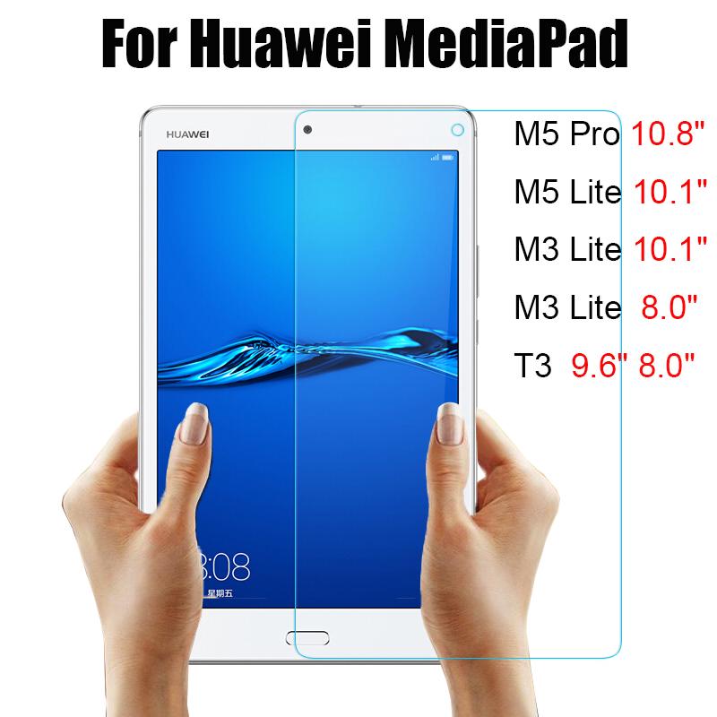 กระจกนิรภัยสําหรับ Huawei Mediapad M 5 Pro T 3 M 3 Lite 10 . 8 9 . 6 8 . 0นิ้วแท็บเล็ตกระจกนิรภัย