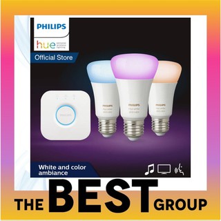 Phillips Hue หลอดไฟเปลี่ยนสีอัจฉริยะ (สั่งการผ่านแอพลิเคชั่น)&gt;&gt;&gt; 3หลอด+1 Bridge&lt;&lt;&lt; (โค้ดรับเงินคืน TSZB6ZX5)