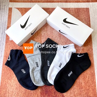 NIKE⚡️set 5คู่1กล่อง⚡️ ถุงเท้าแบรนดข้อสั้น กีฬา งานCotton แฟชั่น พร้อมส่ง