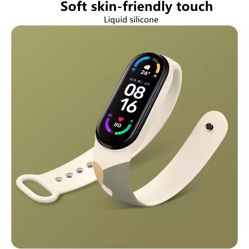 พร้อมส่งจากไทย สายซิลิโคน TPU ลาย Morandi Xiaomi Mi band 7 6 5 4 3 Sport for miband สาย Miband สายสปอร์ต Mi4 Mi5 Mi6 Mi7 #7