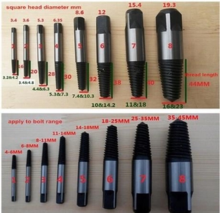 SX04 ชุดดอกถอนเกลียวซ้ายชุดใหญ่ 8 ขนาด ถอนสกรู ถอนเกลียวก๊อกน้ำที่หักคารู