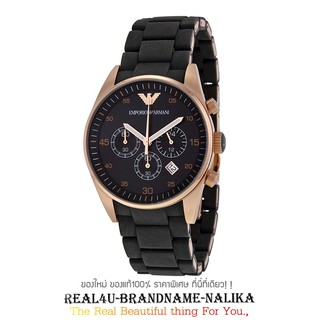 นาฬิกาข้อมือ Emporio Armani Rose Gold &amp; Black Chronograph ข้อมือผู้ชาย รุ่น AR5905