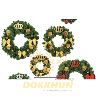 หรีดวันคริสต์มาสขนาด 10 15 18 นิ้ว พร้อมตกแต่ง The Christmas Wreath 18 inch.