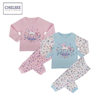 Chelsee ชุดนอนแขนยาว เด็กผู้หญิง รุ่น 237825 ลายม้า อายุ 2-10 ปี ผ้าแซนวิช 100%Cotton+Poly ผ้านุ่ม ชุดนอนเด็ก