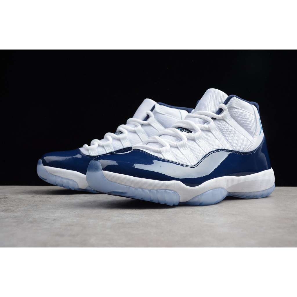 Air Jordan 11 AJ11 White Blue Jordan 11 Qiao Zhicheng รองเท้าบาสเกตบอล