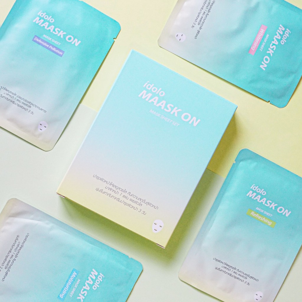 Mistine Idolo MAASK On Mask Sheet Set (20 g. x 4 pieces) เซ็ตมาสก์หน้ากาก มิสทีน อิโดโล่ มาสก์ ออน ม