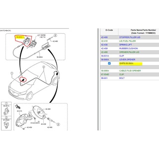 9.GHP956860A มือดึงปืดฝาถังน้ำมัน มาสด้า Mazda /ราคาต่อ 1 ชิ้น/ของแท้เบิกศูนย์ (MDGSHO)