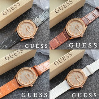 ⚡นาฬิกา Guess หน้าปัดขอบเพชร สาย3แบบ แถมฟรีกล่องหมอนร้าน ฟรีผ้าเช็ด เซ็ทเวลา⚡