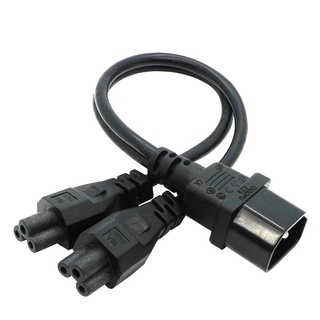 Y ประเภท Splitter สายเคเบิลอะแดปเตอร์เดี่ยว IEC 320 C14ชายคู่ C5หญิงสั้นสำหรับโฮสต์คอมพิวเตอร์จอแสดงผล0.3M