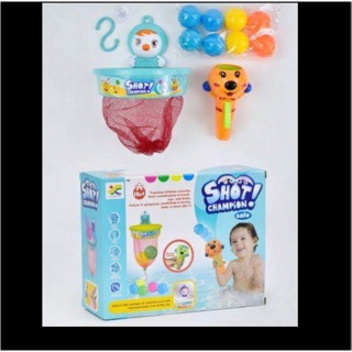 Pepetoys ของเล่นในห้องน้ำ ปืนยิงบอลพร้อมลูกพร้อมและตัวดููดกำแพง Bath toys shot champion เก็บเงินปลายทางได้