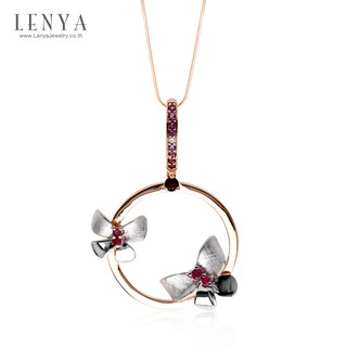 Lenya Jewelry จี้ดีไซน์ผีเสื้อโดดเด่น ประดับพลอยหลากสี ซิทริน (Citrine) แซฟไฟร์สีชมพู(Pink Sapphire) โกเมน(Garnet)