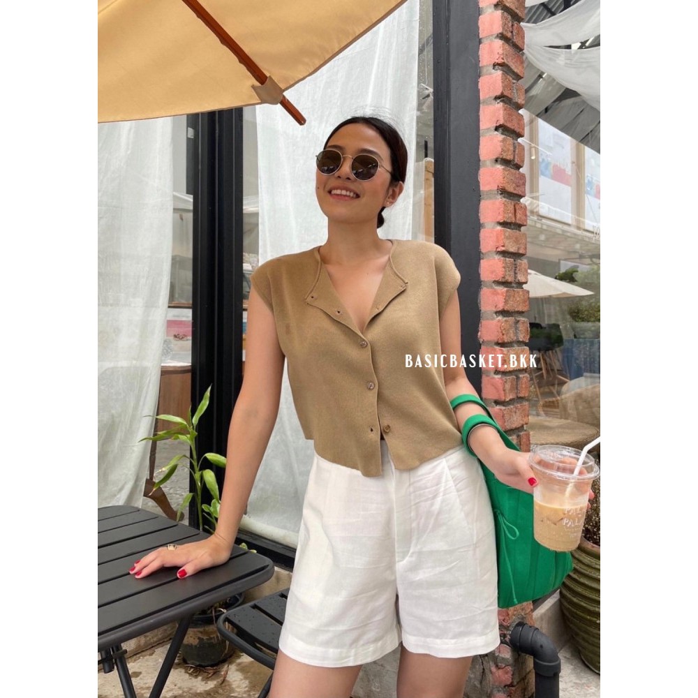 Basicbasket.bkk - Cap sleeve ไหมพรมกระดุมห้าเม็ด