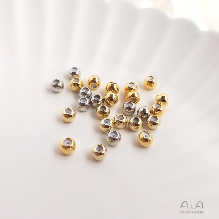 เครื่องประดับ DIY ลูกปัดริบบิ้นซิลิโคนสีทอง 18K สําหรับทําเครื่องประดับ [ลูกปัดแยก/แยกชิ้น]【ลูกปัด/เม็ดกลม】