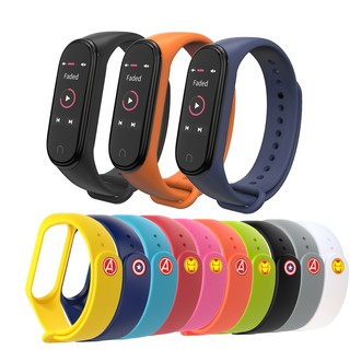 ใหม่！！！ฮีโร่มาร์เวล สายนาฬิกาข้อมือ for Xiaomi Mi Band 4 3 Miband 3 4 Waterproof Silicone strap ไอรอนแมน