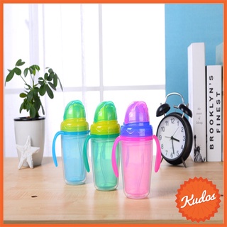 KUDOSTH Double Wall Baby Sipper Training Cup แก้วหัดดื่มเด็ก หลอดเด้งฝึกเลิกขวดนมการ์ตูน