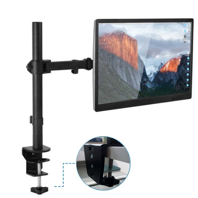ขาตั้งคอม รุ่นM12 จอมอนิเตอร์ VESA14"-32" แบบยึดขอบโต๊ะ เสาโลหะ405มม.แขนยาวสูงหมุน360 ํ Max 9Kg TV Monitor C-Cramp Stand