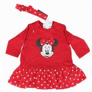 6M Micky Mouse Dress พร้อมโบว์ที่คาดผมเข้าชุด #3440