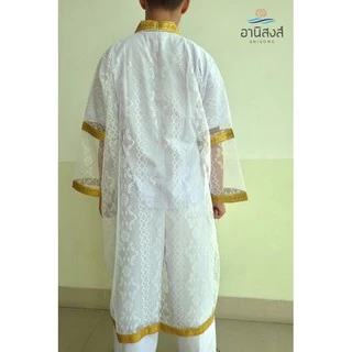 (ฟรีไซส์) พร้อมส่ง เสื้อคลุมนาคอย่างดี ชุดคลุมนาค (เฉพาะเสื้อคลุม) ตกแต่งด้วยริบบิ้นตาดทอง มี 3 ลายby Anisong