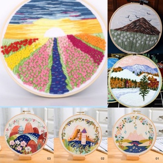 ชุดปักผ้า พร้อมส่ง Embroidery kit รูปทิวทัศน์​ ราคาไม่รวมสะดึง