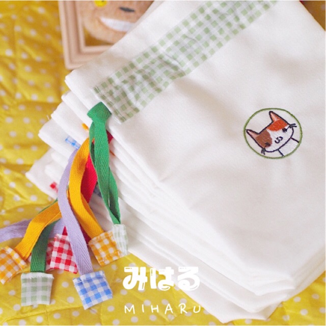 Miharu ถุงผ้าดิบฟอกขาว สายรูด ขนาด 6x8 นิ้ว