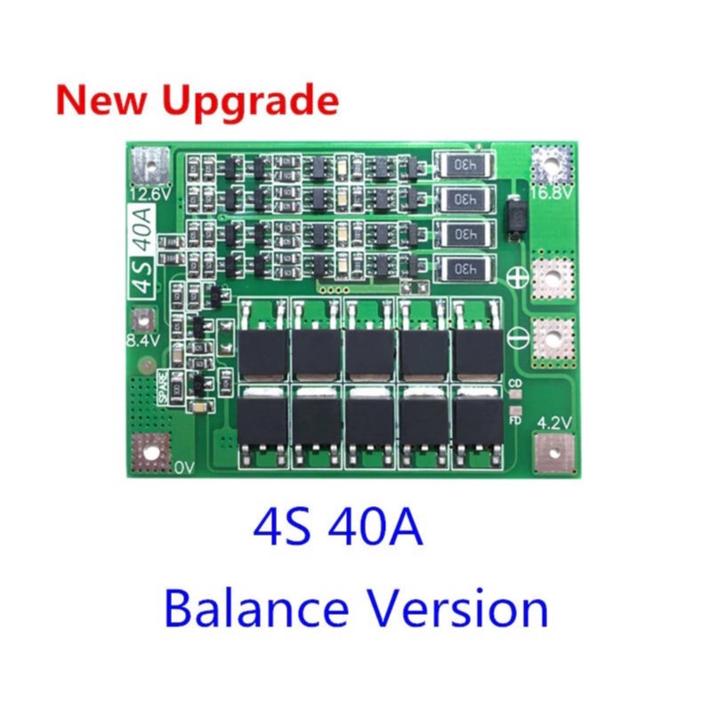 BMS 4S 40A 18650 16.8V PCB BMS โมดูลบอร์ดป้องกันโมดูล มีวงจรบาลานซ์ Balance version