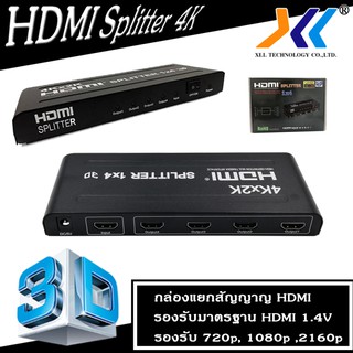 กล่องแปลงสัญญาน HDMI Splitter เข้า 1 ออก 4 Full HD 1080P 3D Video+Audio  HDMI Splitter 1X4 4K 2K