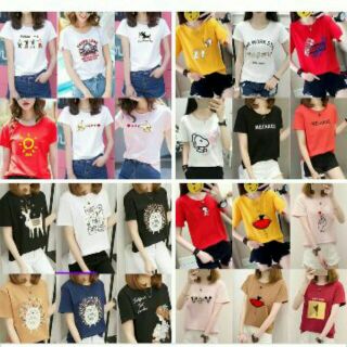 พร้อมส่ง เสื้อยืดฟรีไซส์คละแบบคละลาย 50 ตัว ขึ้นไป ตัวล่ะ40 บาท