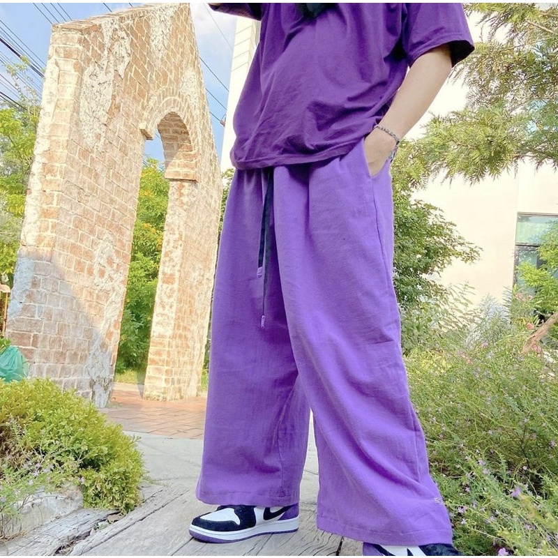 fitment กางเกงโอเวอร์ไซส์สีม่วง