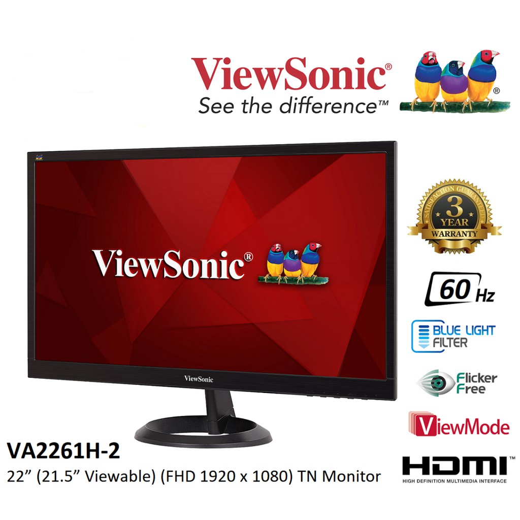 MONITOR (จอมอนิเตอร์) VIEWSONIC VA2261H-2 21.5" TN FHD 60Hz Warranty 3 - Y