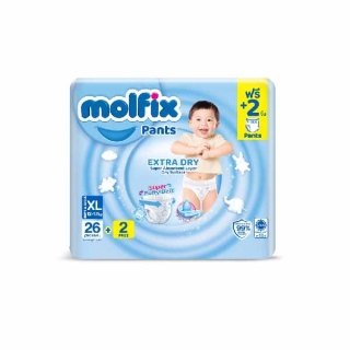 Molfix ผ้าอ้อมเด็กโมลฟิกซ์ เอ็กซ์ตร้า ดราย แพ้นส์ XL 26+2 ชิ้น