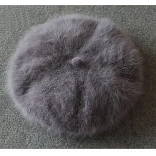 Fur beret beanie hat (gray)