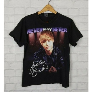 เสื้อยืด พิมพ์ลาย VINTAGE RETRO 90S BRIGHT BOLD JUSTIN BIEBER NEVER SAY NEVER CRAZY TOP สไตล์คลาสสิก ไม่ซ้ําใคร สําหรับผ