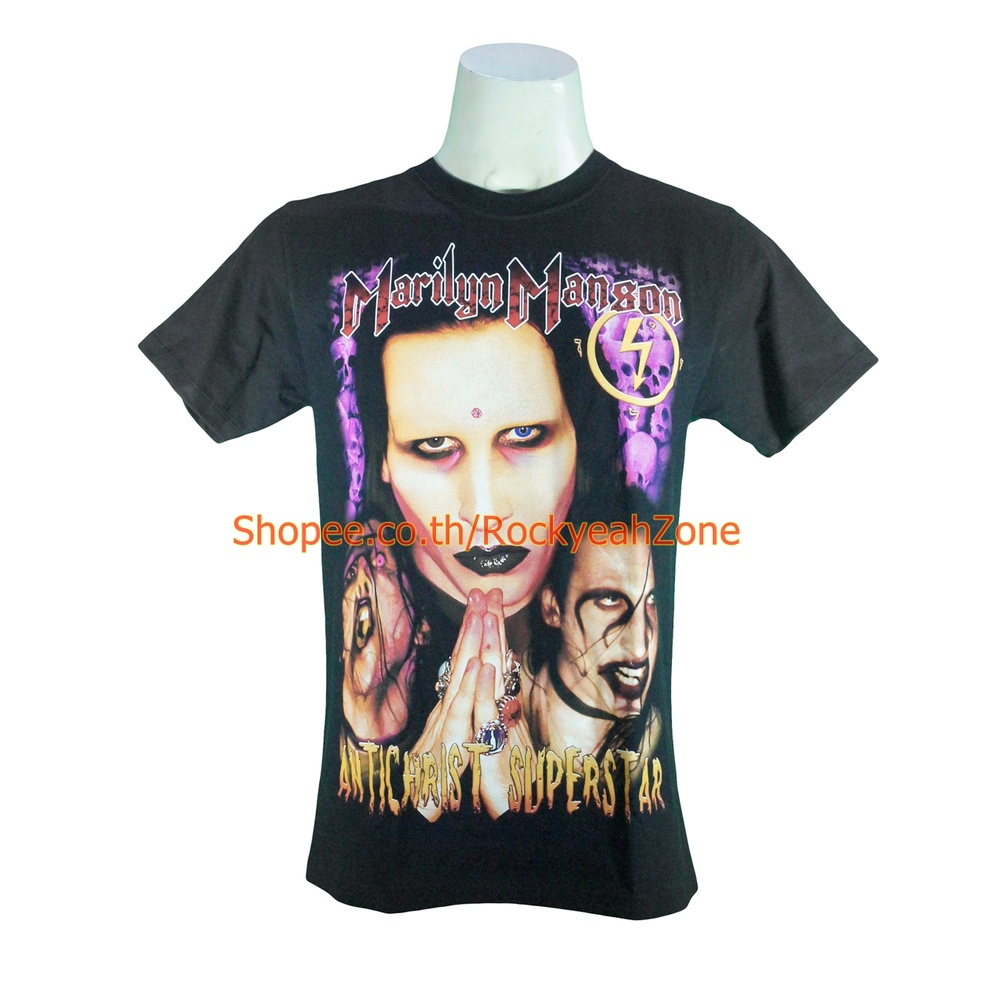 เสื้อวง Marilyn Manson ไซส์ยุโรป มาริลีน แมนสัน PTA1807 ผ้ายืดวงดนตรีร็อค Rockyeah