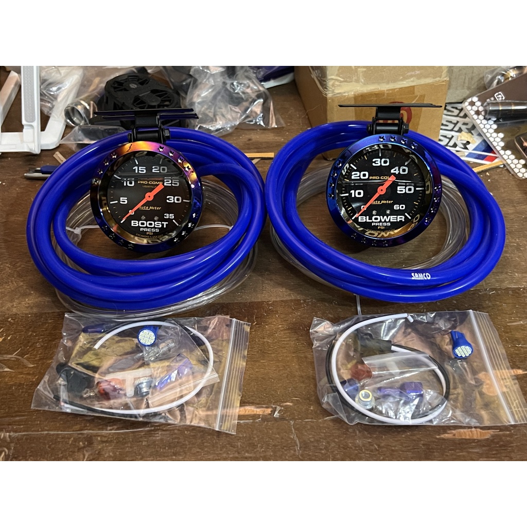 วัดบูสหน้าน้ำมัน วัดบูส พร้อมขาดาว หน้าขาว/ดำ 35/60PSI เลือกได้ ราคารวมสามซิลิโคน 2 เมรต ไฟหรี่ไอซ์บลูพร้อมติดตั