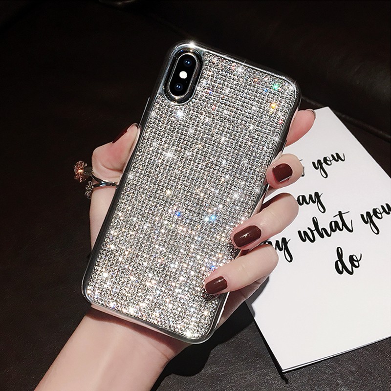 Bling RhinestoneเพชรสําหรับiPhone 16 15 14 13 Pro MaxกรณีGlitterสําหรับiPhone 12 11 Pro Max XS Max XR 7 8 Plus Cover