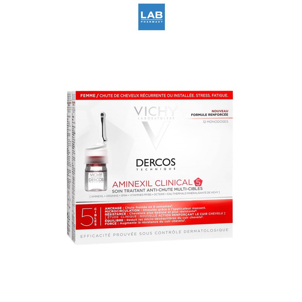 VICHY Dercos Aminexil Clinical 12x6 ml. - เซรั่มดูแลเส้นผมและหนังศีรษะ สำหรับผู้ที่มีปัญหาผมร่วง