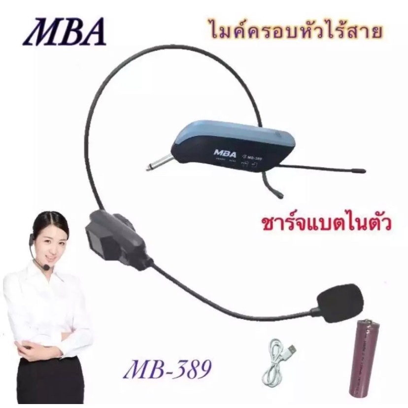 ไมค์โครโฟน ไมค์คาดหัว Microphone UHF WIRELESS ปรับความถี่ได้ ชุดรับส่งไมโครโฟนไร้สายแบบพกพา พร้อมกระ