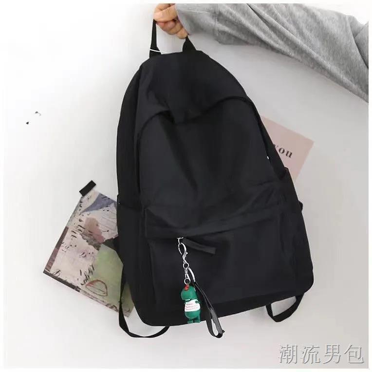 QaQ กระเป๋าสะพายหลังขนาดใหญ่สีทึบกระเป๋าเป้สะพายหลังนักเรียนมัธยมปลาย - รูปที่ 3