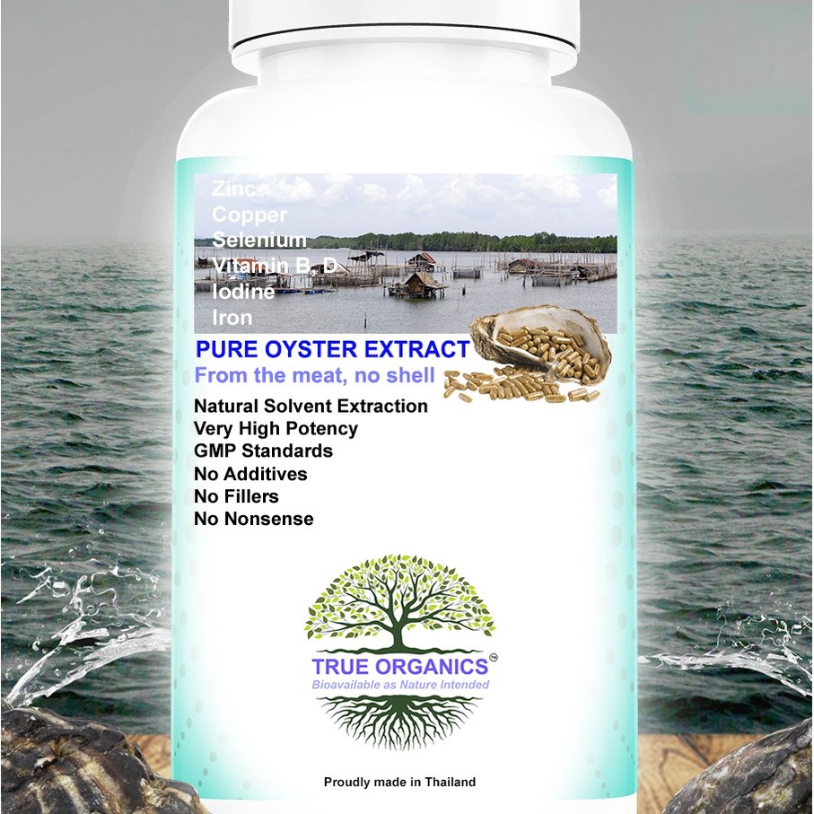 Oyster Extract (30/1 ratio, ZERO ADDITIVES!) Zinc, Copper, Selenium, Vitamin B12, D, Iodine 100% DRI. 1 Month Supply