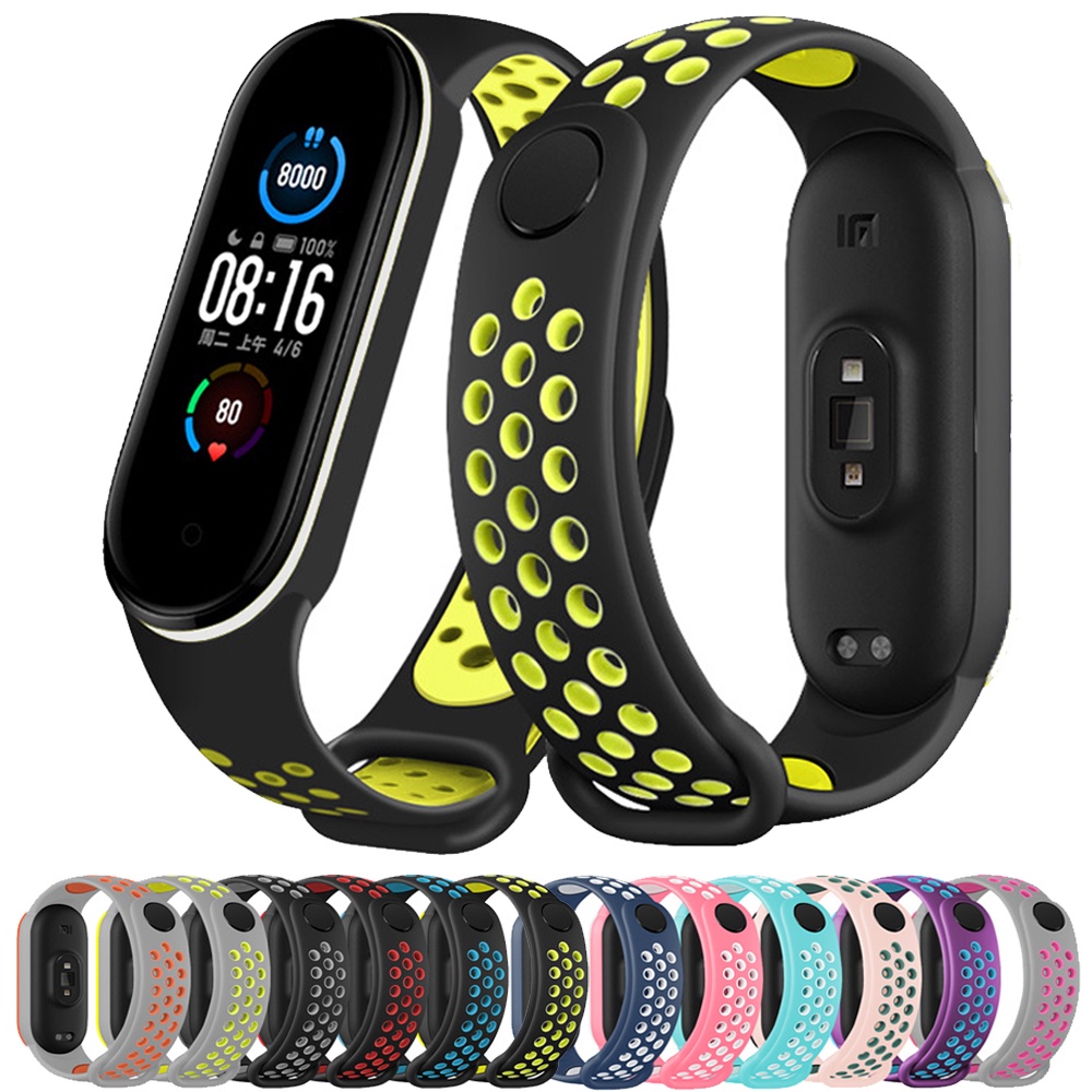 สําหรับ Mi Band 9 8 7 6 5 4 3 สร้อยข้อมือกีฬาซิลิโคน Miband8 Miband7 Miband6 Miband5 คู่สี Soft TPU Breathable สายรัดข้อมือ สายรัดข้อมือ